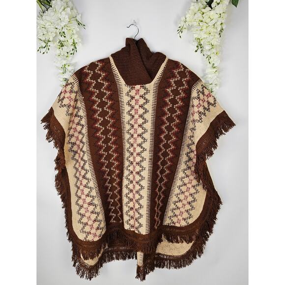Reyes OS Mexican Jorongo Sarape Poncho Fringe Boho Charro Western Fall Unisex - Picture 5 of 13